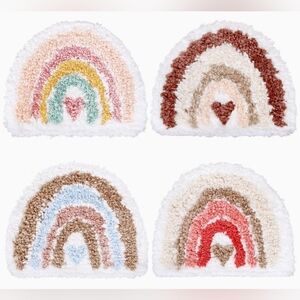 Boho Chic Drink Coasters in Pastel Rainbow Carpet Set of 4 New without Tags